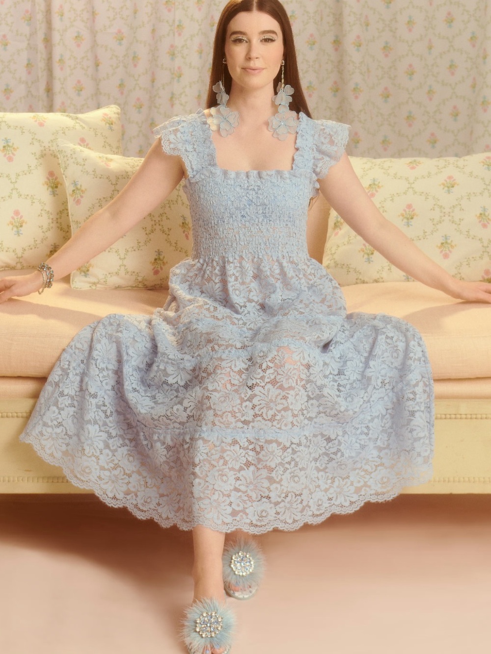 Hill House NWT The Collector's Edition Lace Ellie Nap Dress Blue Lace Size M - Picture 10 of 10